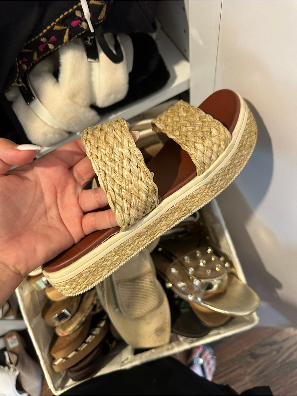 Woven Espadrille Slide Sandals - Natural